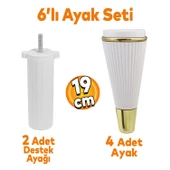 Iron 6'lı Set Mobilya Tv Ünitesi Konsol Koltuk Kanepe Destek Ayağı 19 Cm Beyaz Ayakları M8 Civatalı - 1