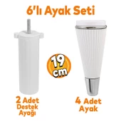 Iron 6'lı Set Mobilya Tv Ünitesi Konsol Koltuk Kanepe Destek Ayağı 19 Cm Beyaz Ayakları M8 Civatalı thumbnail 1