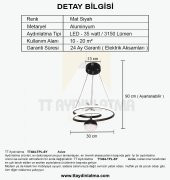 TT Aydınlatma TT404-TPL-SY  Göz Modeli Mat Siyah Tek Toplu 3 Renk Modüllü Ledli Avize - 4