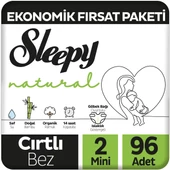 Sleepy Natural Ekonomik Fırsat Paketi Bebek Bezi 2 Numara Mini 96 Adet - 1