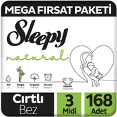 Sleepy Natural Mega Fırsat Paketi Bebek Bezi 3 Numara Midi 168 Adet - 1