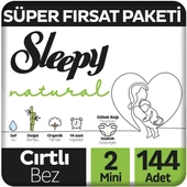 Sleepy Natural Süper Fırsat Paketi Bebek Bezi 2 Numara Mini 144 Adet - 1