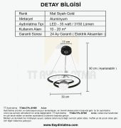 TT Aydınlatma TT404-TPL-SYSR  Göz Modeli Mat Siyah-Gold Tek Toplu 3 Renk Modüllü Ledli Avize - 4