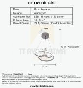 TT Aydınlatma TT404-TPL-KR  Göz Modeli Krom Kaplama Tek Toplu 3 Renk Modüllü Ledli Avize - 4