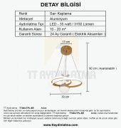 TT Aydınlatma TT404-TPL-SR  Göz Modeli Sarı Kaplama Tek Toplu 3 Renk Modüllü Ledli Avize - 4