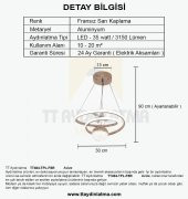 TT Aydınlatma TT404-TPL-FSR  Göz Modeli Fransız Sarısı Kaplama Tek Toplu 3 Renk Modüllü Ledli Avize - 4