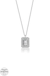 Swarovski Zirconia Kadın Baget Tektaş Gümüş Kolye - 1