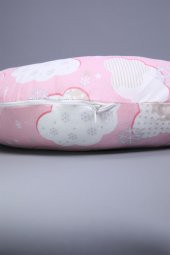 Babyhola Emzirme Yastığı Minderi Yıkanabilir Fermuarlı Dış Kılıf Bulut Desen Pembe 1356 - 4