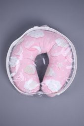 Babyhola Emzirme Yastığı Minderi Yıkanabilir Fermuarlı Dış Kılıf Bulut Desen Pembe 1356 - 5