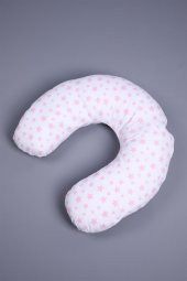 Babyhola Emzirme Yastığı Minderi Yıkanabilir Fermuarlı Dış Kılıf Yıldız Desen Beyaz 1030 - 1