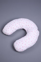 Babyhola Emzirme Yastığı Minderi Yıkanabilir Fermuarlı Dış Kılıf Yıldız Desen Beyaz 1030 - 2
