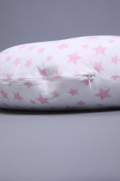 Babyhola Emzirme Yastığı Minderi Yıkanabilir Fermuarlı Dış Kılıf Yıldız Desen Beyaz 1030 - 4