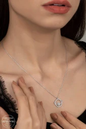 Swarovski Zirconia Kadın Gezegen Gümüş Kolye - 1