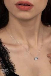 Union Swarovski Zirconia Kadın Göz Gümüş Kolye - 1