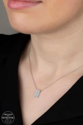Swarovski Zirconia Kadın 21 Taşlı Gümüş Kolye - 1