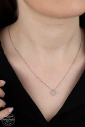 Union Swarovski Zirconia Kadın Kalp Gümüş Kolye - 1