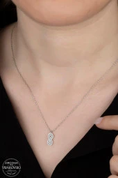 Union Swarovski Zirconia Kadın İnfinity Gümüş Kolye - 1