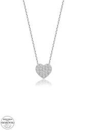 Swarovski Zirconia Kadın Kalp Montür Gümüş Kolye - 2
