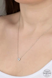Union Swarovski Zirconia Kadın Kalp Montür Gümüş Kolye - 1