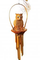 Coconat Yuvalı Yavrulu Baykuş Bambu Rüzgar Çanı 90 cm thumbnail 6