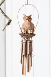 Coconat Yuvalı Yavrulu Baykuş Bambu Rüzgar Çanı 90 cm thumbnail 8