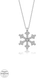 Union Swarovski Zirconia Kadın Kar Tanesi Gümüş Kolye - 2
