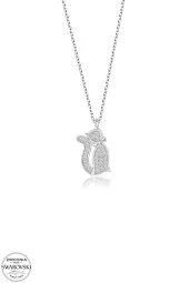 Swarovski Zirconia Kadın Kedi Gümüş Kolye - 2