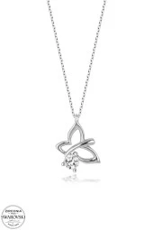 Swarovski Zirconia Kadın Kelebek Gümüş Kolye - 2