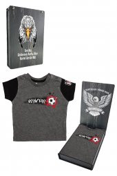 Beşiktaş Orijinal Antrasit Bebek T-Shirt Hediyelik Ahşap Kutulu - 1