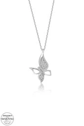 Union Swarovski Zirconia Kadın Kelebek Gümüş Kolye - 2