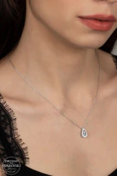 Union Swarovski Zirconia Kadın Kıvılcım Gümüş Kolye - 1