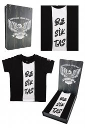 Beşiktaş Orijinal Siyah Bebek T-Shirt Hediyelik Ahşap Kutulu - 1