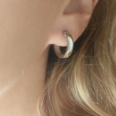 Vaoov 925 Ayar Gümüş Bombeli Halka Küpe thumbnail 5