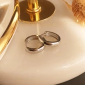 Vaoov 925 Ayar Gümüş Bombeli Halka Küpe thumbnail 6