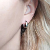 Vaoov 925 Ayar Gümüş Bombeli Halka Küpe thumbnail 3