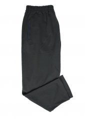 Battal Beden Beli Lastikli Eşofman Paçası Düz Haki Renk Lacivert Cep Detayı - 4