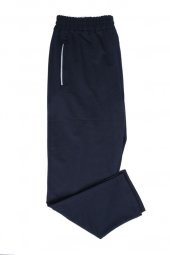 Battal Beden Beli Lastikli Eşofman Paçası Düz Lacivert Renk Gri Cep Detayı - 5