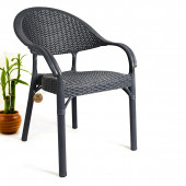 BAMBU 1 ADET RATTAN KOLLU SANDALYE KOLTUK DAYANIKLI BAHÇE SANDALYESİ SİYAH - 1