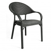BAMBU 1 ADET RATTAN KOLLU SANDALYE KOLTUK DAYANIKLI BAHÇE SANDALYESİ SİYAH - 4