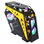 İzoly ARGB Cyberpunk AX9 Black - Yellow 5X12CM Full Glass Oyuncu Bilgisayar Kasası - 3