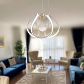 TT Aydınlatma TT306-TPL-BY  Kavis Modeli Mat Beyaz Tek Toplu 3 Renk Modüllü Ledli Avize thumbnail 2