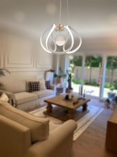 TT Aydınlatma TT306-TPL-BY  Kavis Modeli Mat Beyaz Tek Toplu 3 Renk Modüllü Ledli Avize thumbnail 3