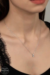 Union Swarovski Zirconia Kadın Mini Tektaş Gümüş Kolye - 1