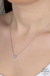 Union Swarovski Zirconia Kadın Pırlanta Montür Gümüş Kolye - 1