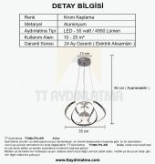 TT Aydınlatma TT306-TPL-KR  Kavis Modeli Krom Kaplama Tek Toplu 3 Renk Modüllü Ledli Avize - 4