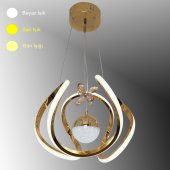 TT Aydınlatma TT306-TPL-SR  Kavis Modeli Sarı Kaplama Tek Toplu 3 Renk Modüllü Ledli Avize - 1