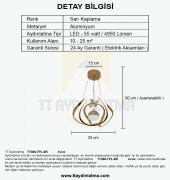 TT Aydınlatma TT306-TPL-SR  Kavis Modeli Sarı Kaplama Tek Toplu 3 Renk Modüllü Ledli Avize - 5