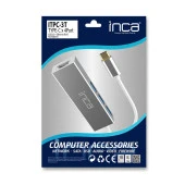 Inca Type-C Girişli 4 Port Usb 3.0 Çoklayıcı Hub + Ethernet RJ45 Mulitiplexer - 4