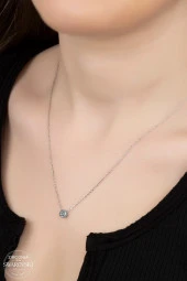 Union Swarovski Zirconia Kadın Tektaş Gümüş Kolye - 1