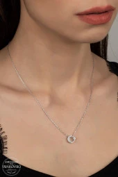Swarovski Zirconia Kadın Türk Bayrağı Ay Yıldız Gümüş Kolye - 1
